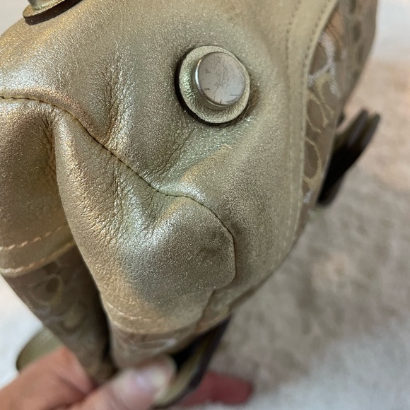 Coach Signature Lurex Gold Silver Top handle bag - Picture 7 of 10